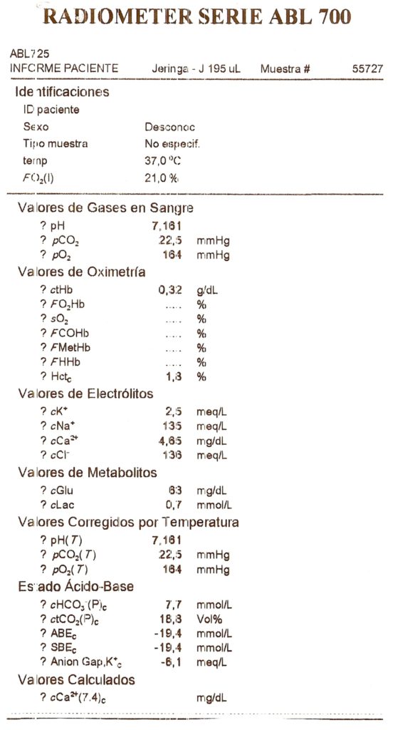 Gasometría de fluido gastro-intestinal.